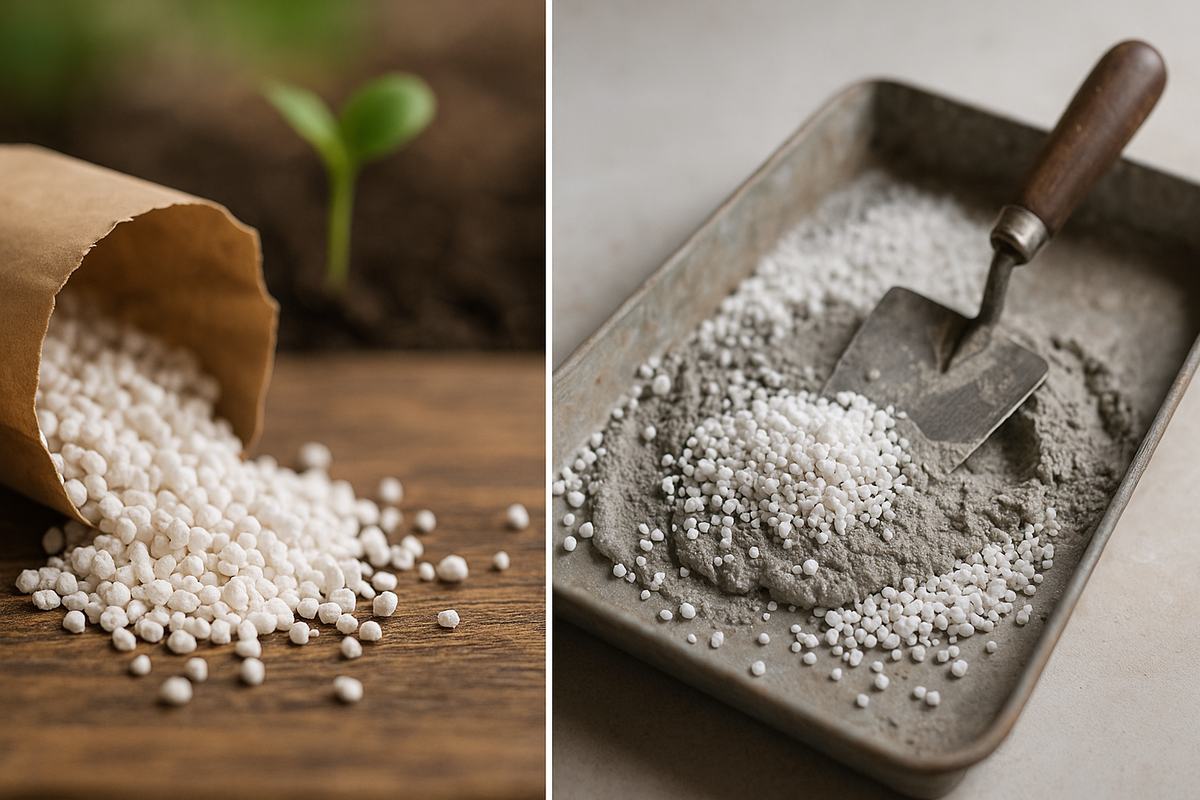 نمای نزدیک دانه‌های پرلیت منبسط‌شده سفید